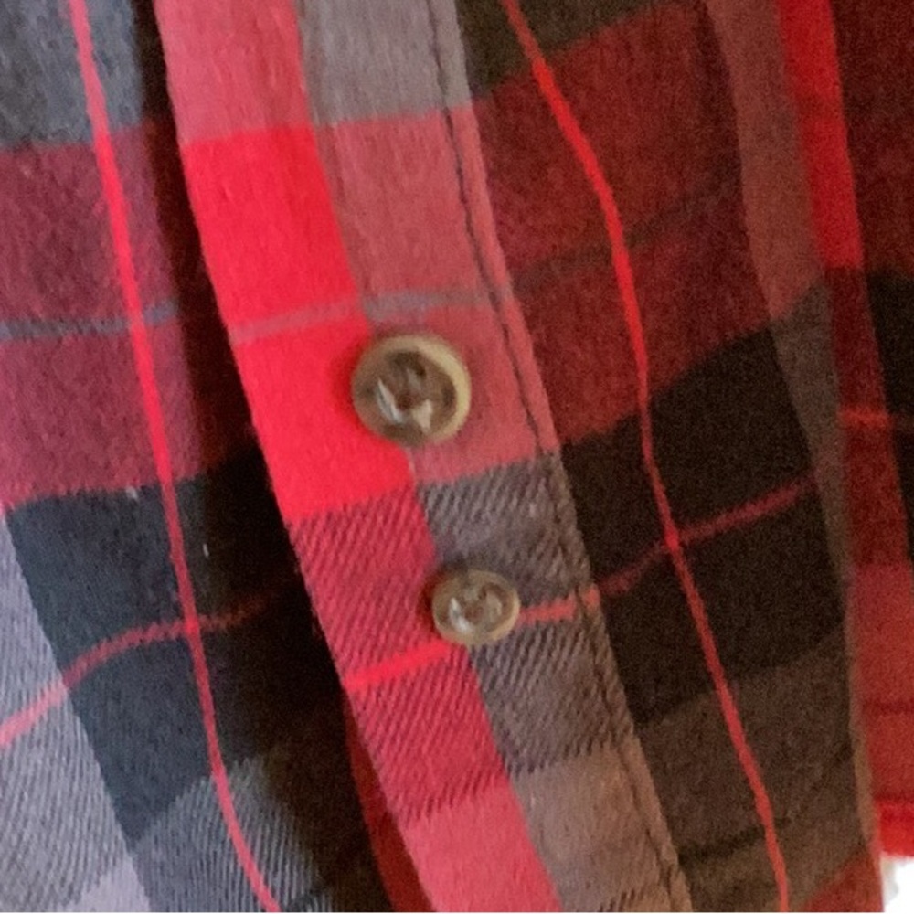 🫎 RED GRAY & BLACK Mens Shirt Button Down EPLVC Plaid Size XL UniSex ⚠️ - Picture 7 of 16
